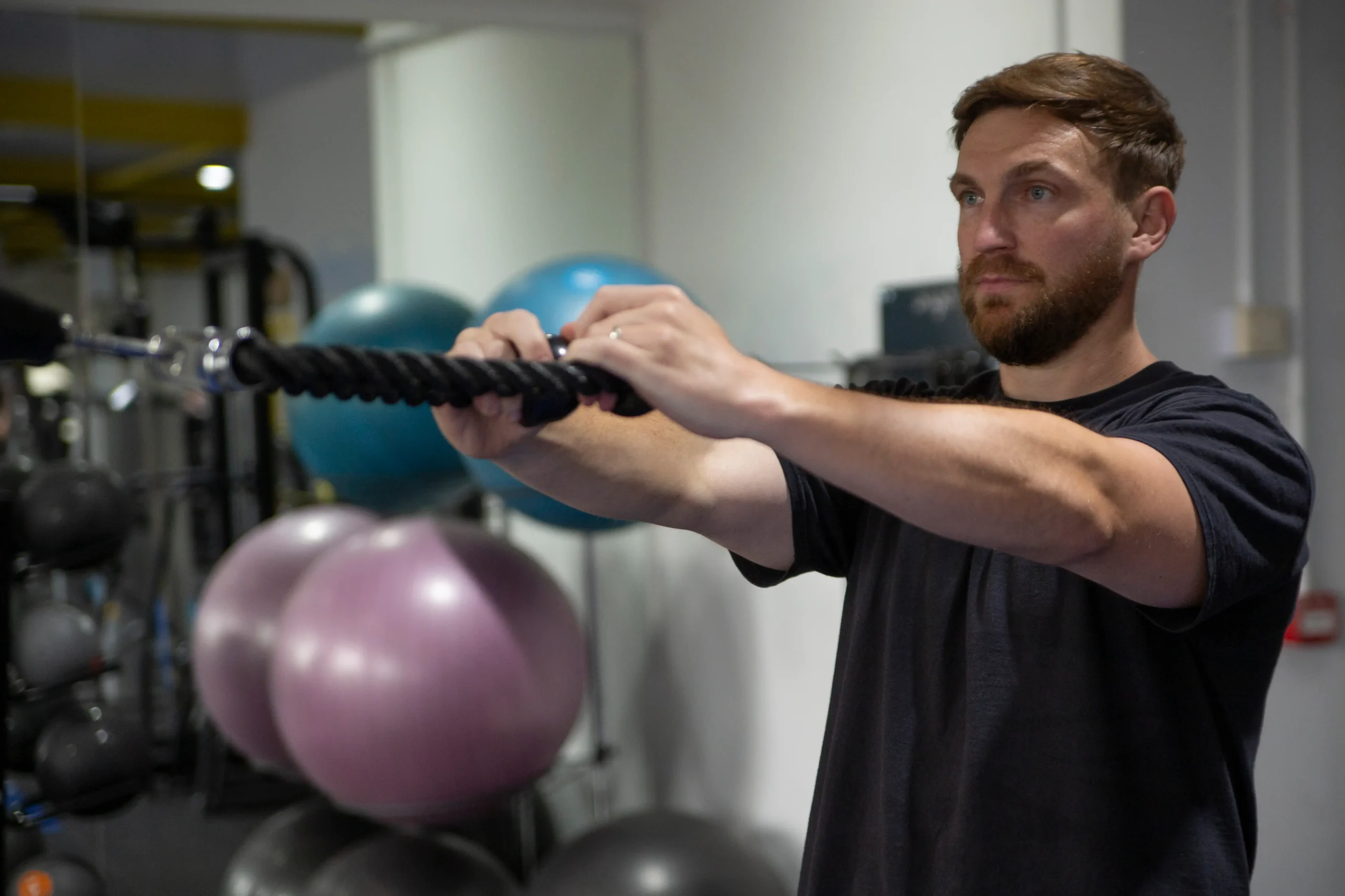 Physiotherapist performing an exercise